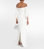 Bridal Plume feather-trimmed crêpe gown