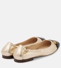 Metallic leather ballet flats