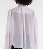 Ruffled tie-neck silk blouse 