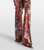 Floral crushed velvet flared pants