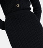 Cable-knit wool midi skirt