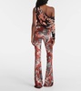 Floral crushed velvet flared pants