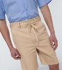 Leather-trimmed cotton shorts