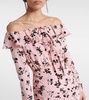 floral-print ruffle off-shoulder dress