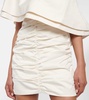 Mini White One-shoulder Dress With Large Ruffles In Ruched Polyester Woman