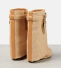 Shark Lock raffia-effect ankle boots