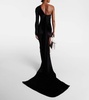 Asymmetric one-shoulder velvet gown