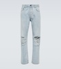 Burted distressed straight jeans