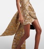 Bow-detail cutout brocade minidress