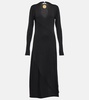 V-neck virgin wool midi dress