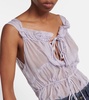 Frill-trimmed silk bodysuit