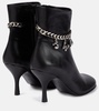 Embellished leather ankle boots