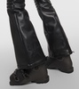 Mid-rise faux leather flared pants