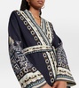 Jacquard silk and linen-blend robe