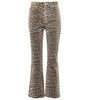 Leopard-print high-rise flared jeans