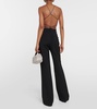 Crystal embellished wool-blend crêpe pants