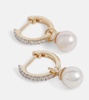 14kt gold earrings with diamonds and detachable pearls