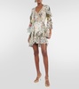 Ruffled floral silk crêpe wrap dress