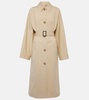 Belted cotton and silk trench coat