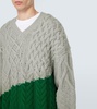 Colorblocked cable-knit wool sweater