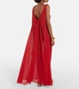 Holiday open-back chiffon maxi dress