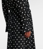 Polka-dot gathered midi dress