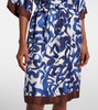 Printed silk satin shirt dress