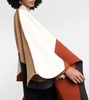 Colorblocked wool-blend cape