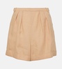 Pleated linen shorts