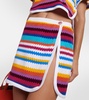 Striped knitted cotton-blend miniskirt