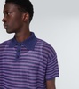 Striped crochet cotton polo shirt