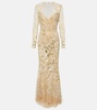 Atom sequined embroidered tulle gown