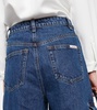 Mid-rise wide-leg denim cargo pants