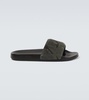 Camouflage suede slides