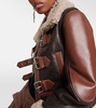 Shearling-trimmed leather jacket