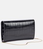 Croc-effect leather wallet on chain