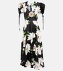 Floral silk twill midi dress