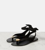 Charm leather thong sandals