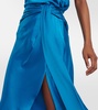 Elisabetta draped satin midi skirt