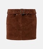 Belted suede miniskirt