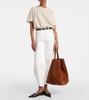 Belted suede tote bag