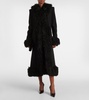 Faux fur-trimmed wool coat