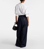 Pleated cotton wide-leg pants