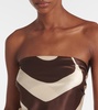 Printed silk satin bandeau top