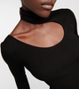 Fiz cutout ribbed-knit silk top