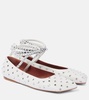 Ane crystal-embellished leather flats