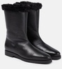 Faux fur-lined leather ankle boots