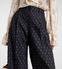 High-rise wool and cotton wide-leg pants