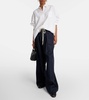 Pleated cotton wide-leg pants