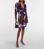 Printed satin wrap dress